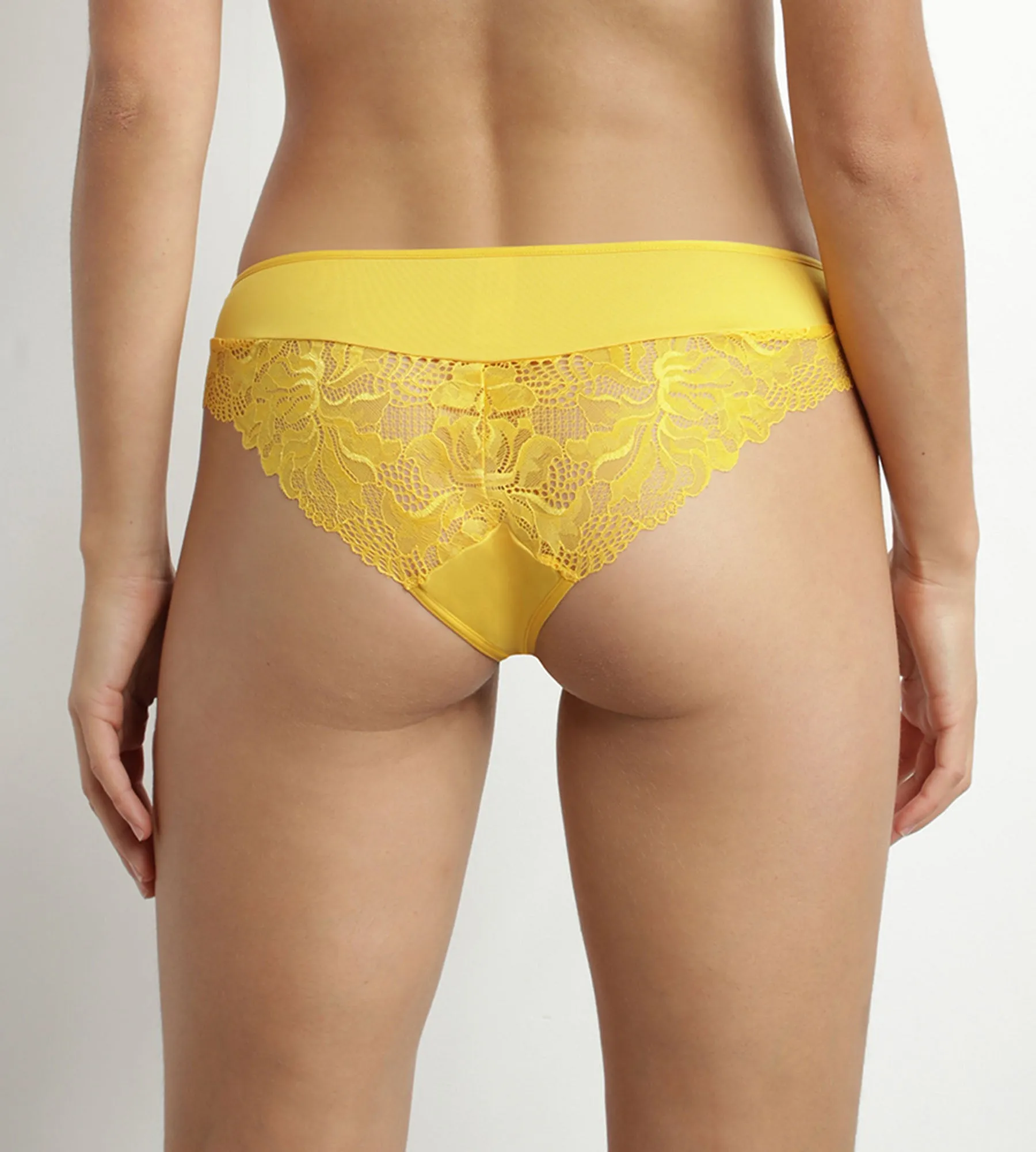 Women's microfiber and lace panties Yellow Dim Generous Essentiel