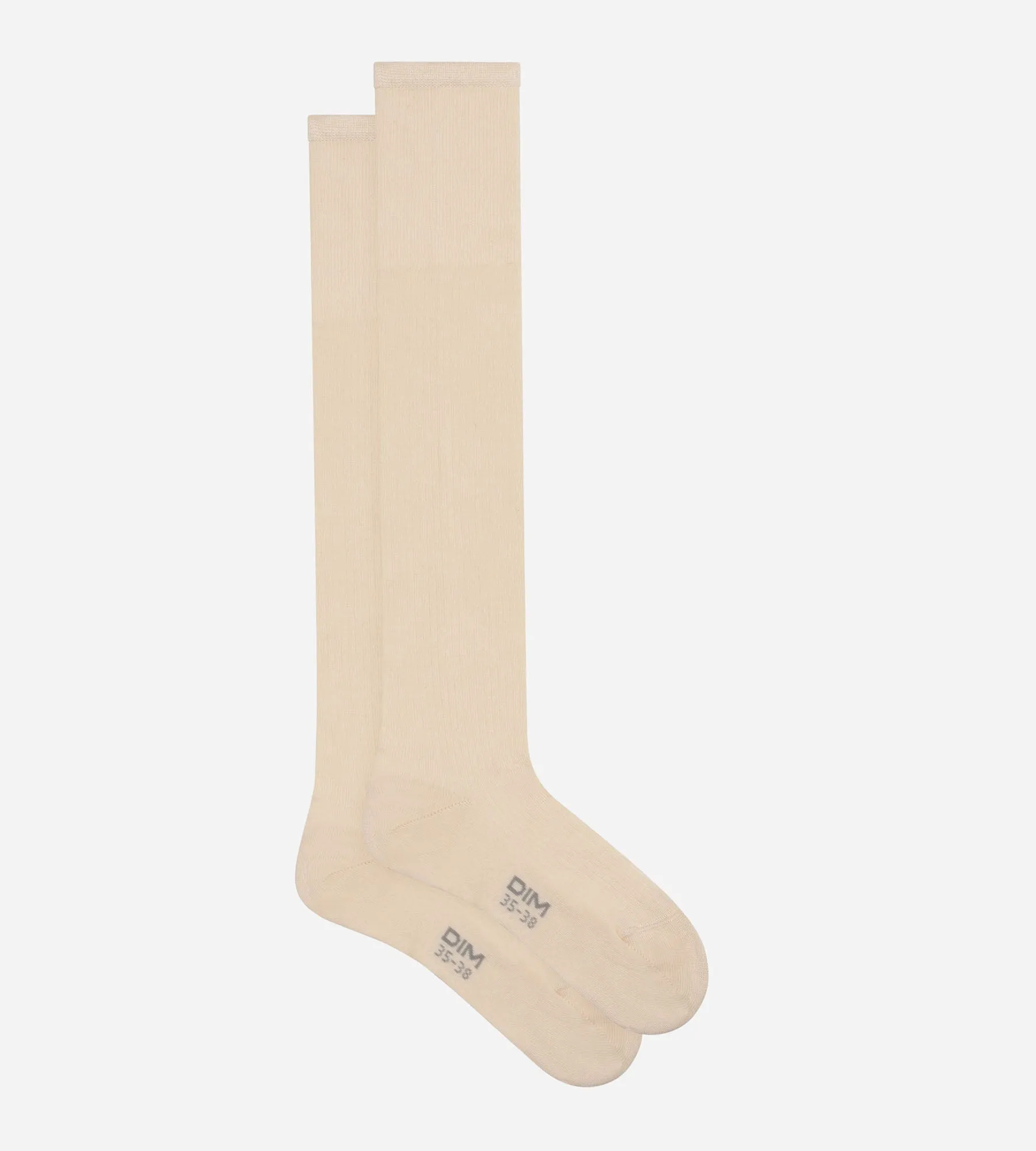 Women's ribbed cotton maxi socks Cream Dim