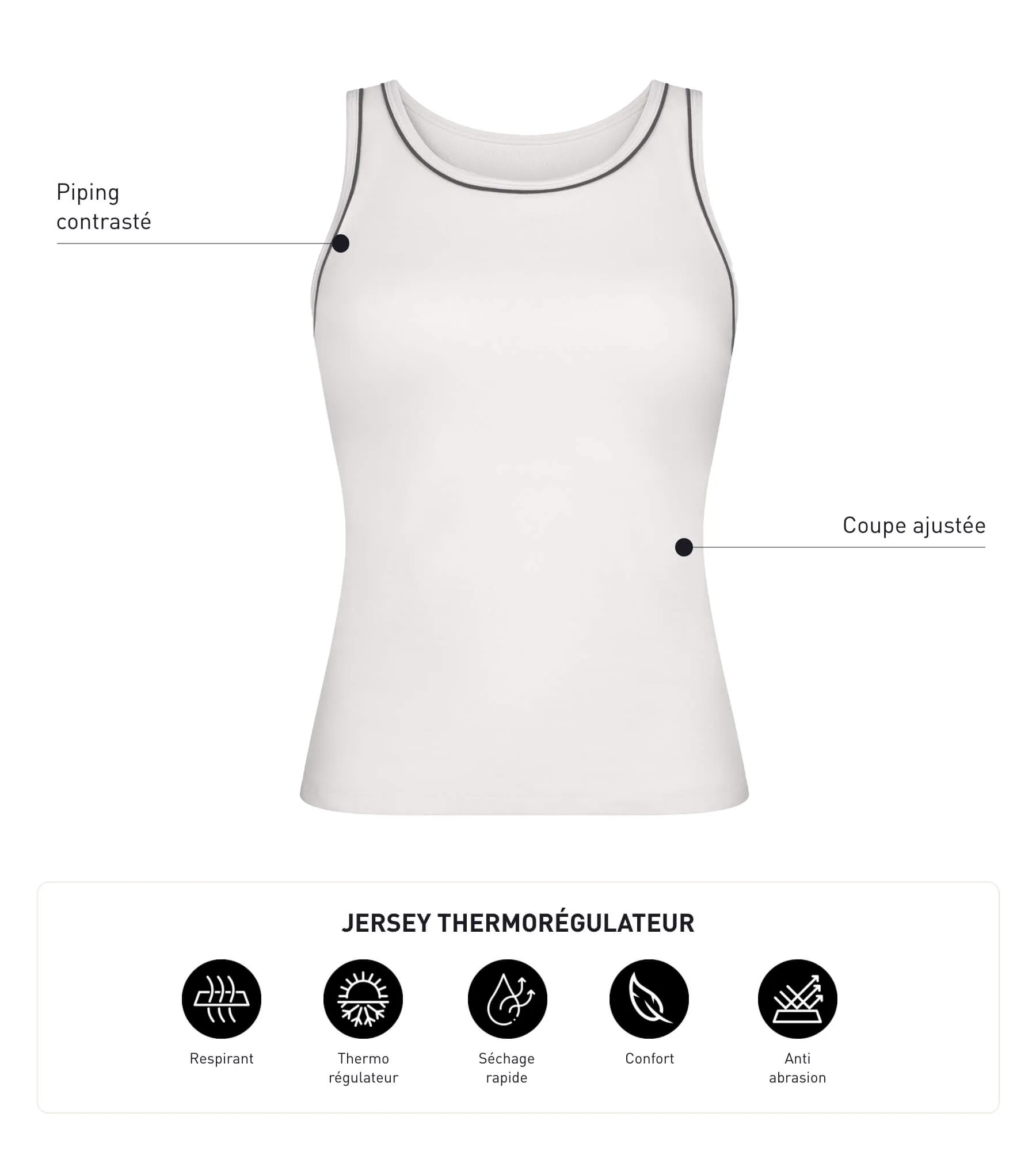 Women's thermoregulating jersey sports tank top Ecru Dim Move