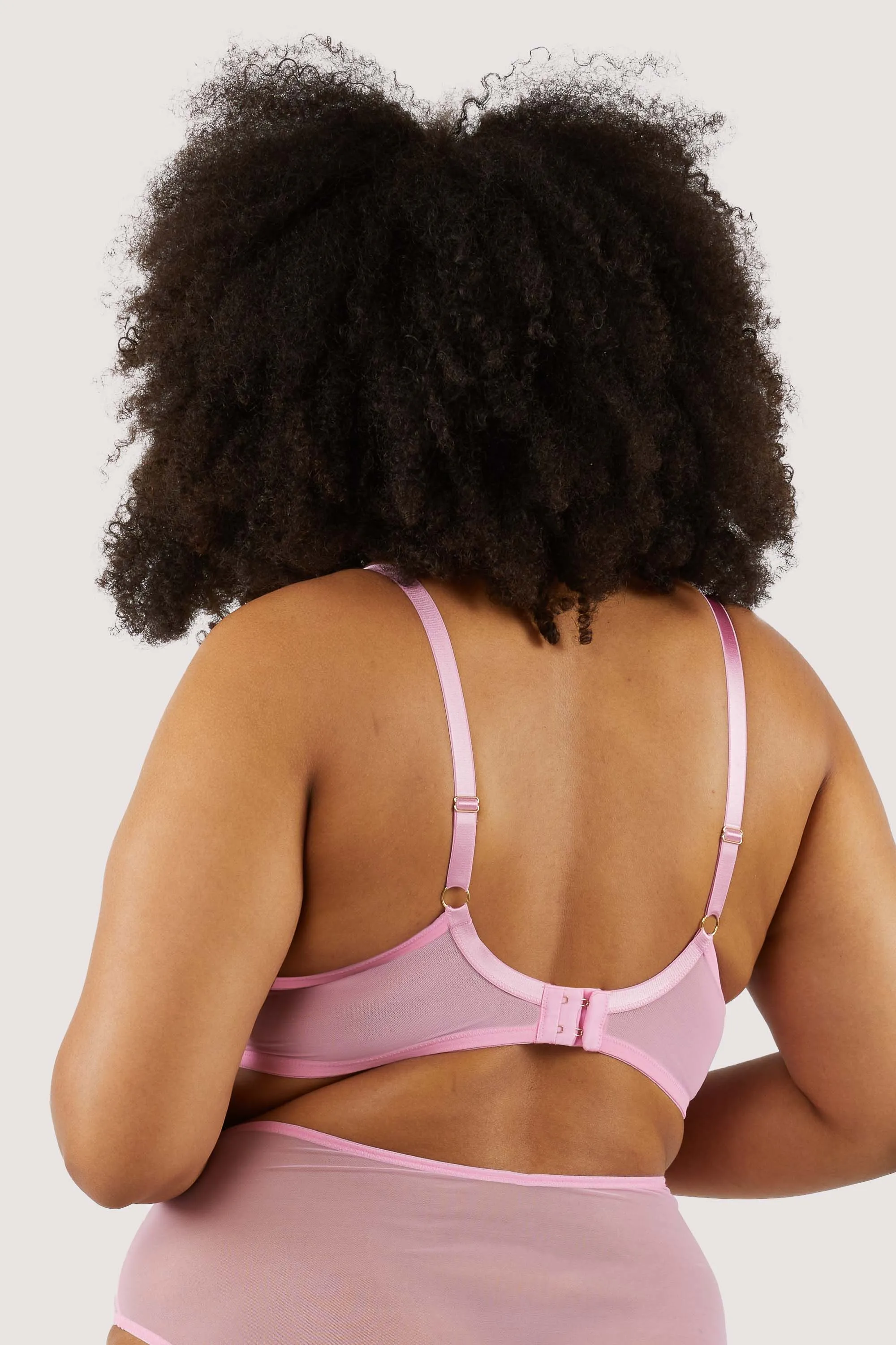 Ziggy Pink Lace and Spotted Mesh Bra