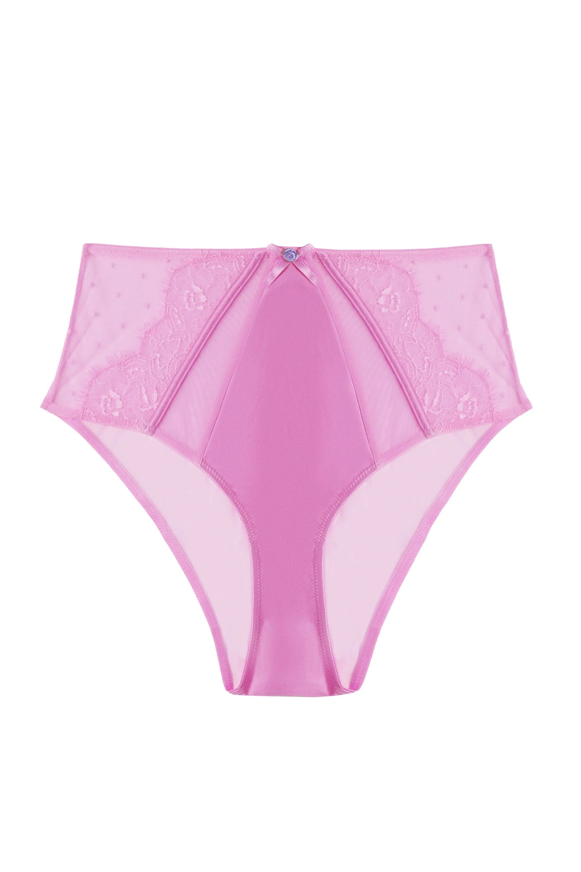Ziggy Pink Lace and Spotted Mesh High Waisted Brief