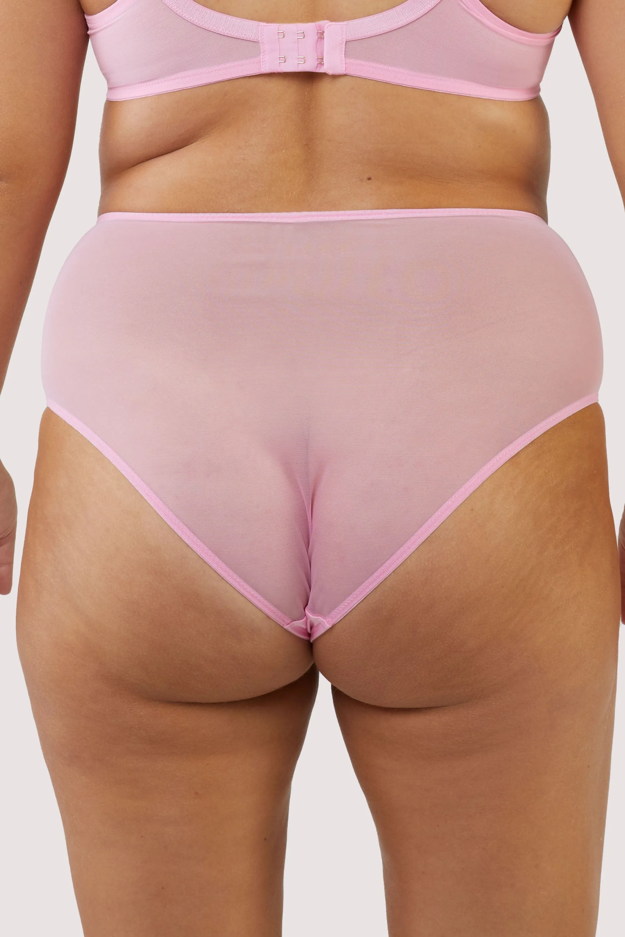 Ziggy Pink Lace and Spotted Mesh High Waisted Brief