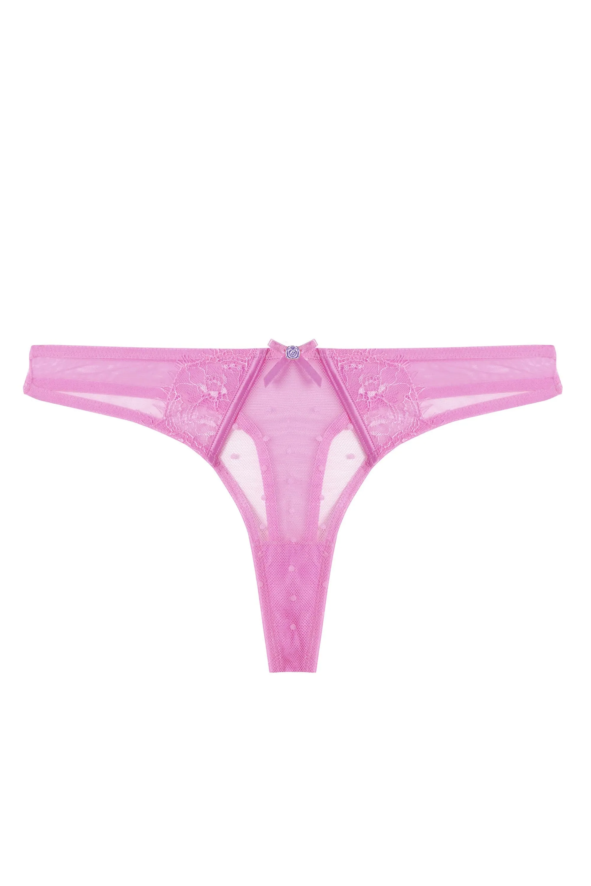 Ziggy Pink Lace and Spotted Mesh Thong